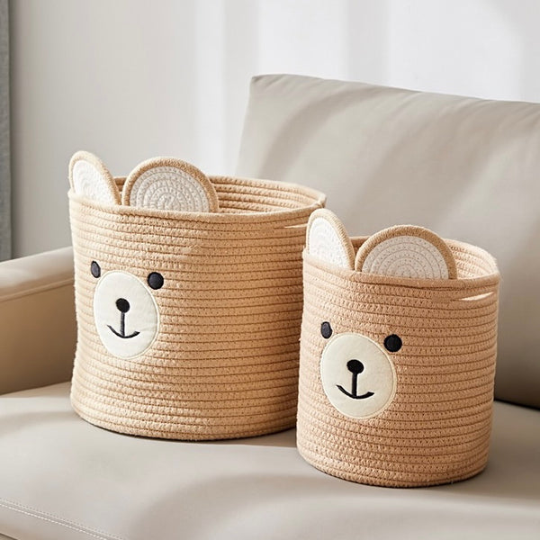 Cute Teddy Bear Hugging Mini Storage Basket Organizer - Peachymart