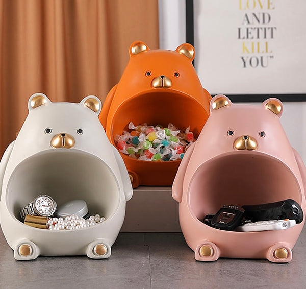 Cute Teddy Bear Hugging Mini Storage Basket Organizer - Peachymart