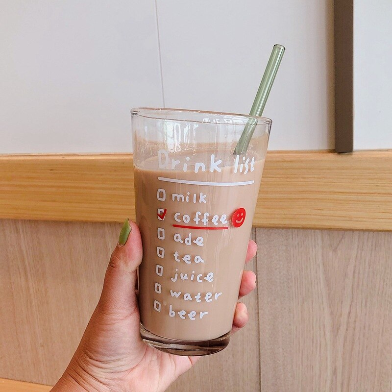 Kawaii Style Milk Carton Juice and Coffee Glass Cup - Peachymart