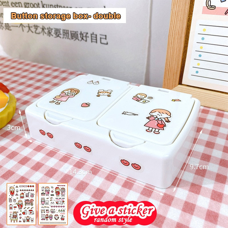 Cute Kawaii Push Button Desktop Mini Storage Organizer Box with Lid -  Peachymart