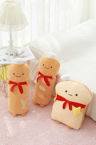 Cute Kawaii Toast & Baguette Bread Plushies Cushion - Peachymart