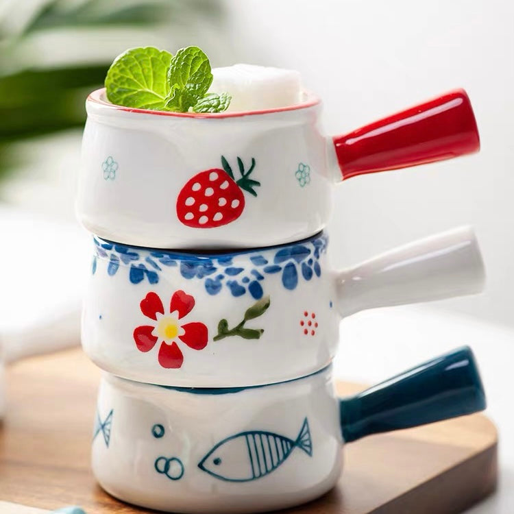 Cute Polka Dot Mini casserole/Binaural ceramic pot/Korean ceramic  bowl/Double Handled Ceramic Bowl/Original Mini Cassero…