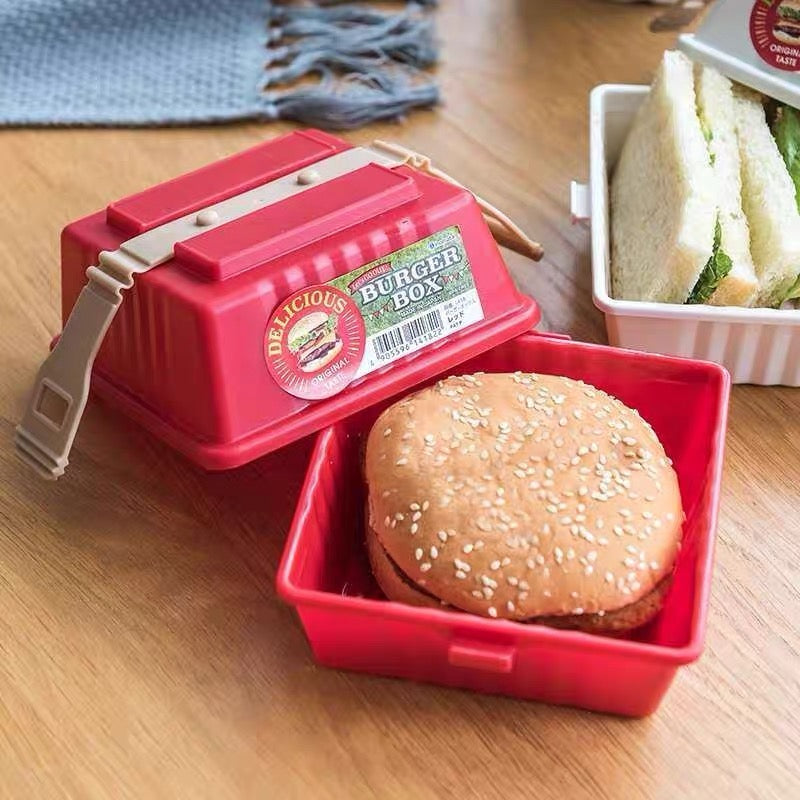 Japanese Style Square Burger Box Bento Lunch Box - Peachymart