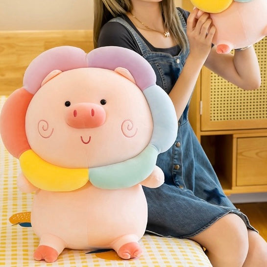 Kawaii Pig Flower Cushion