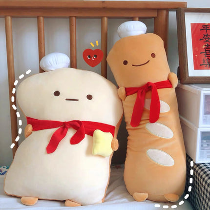 Cute Kawaii Toast & Baguette Bread Plushies Cushion - Peachymart