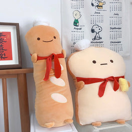 Cute Kawaii Toast & Baguette Bread Plushies Cushion - Peachymart