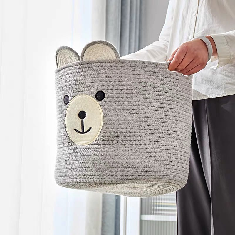 Cute Teddy Bear Hugging Mini Storage Basket Organizer - Peachymart