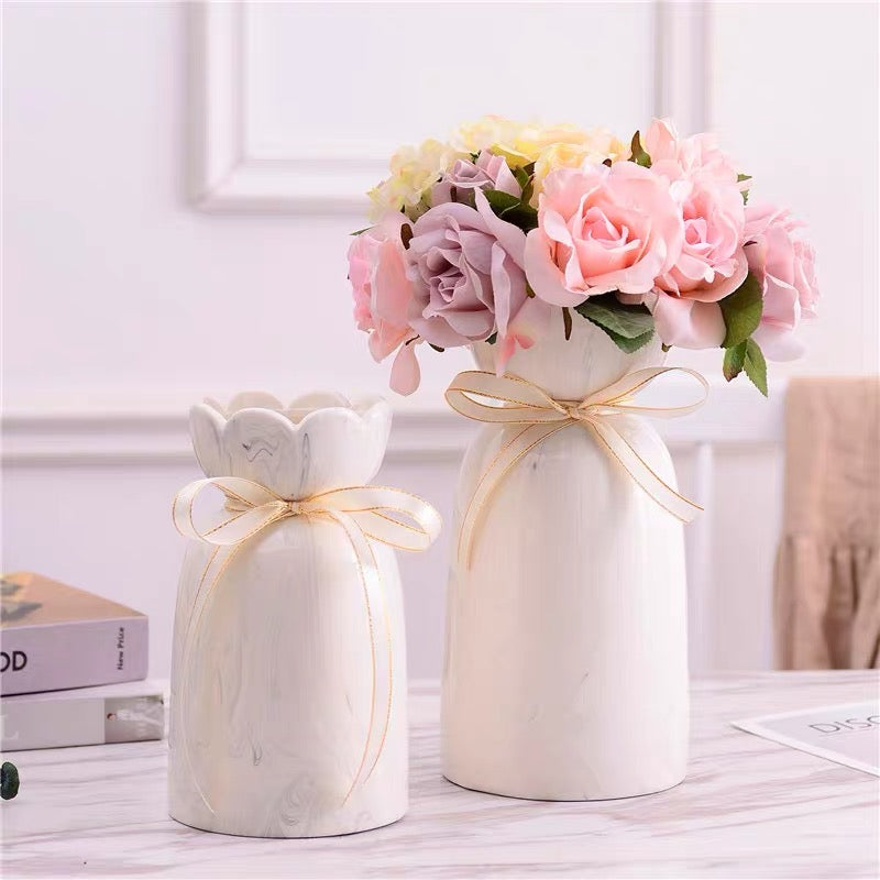 decorating with vases ribbon flower