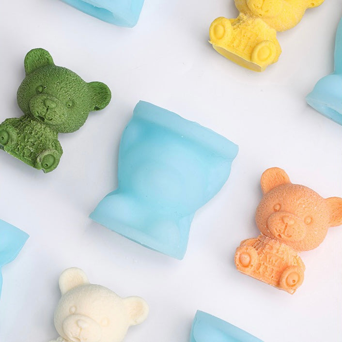 Whaline 2Pcs 3D Teddy Bear Ice Silicone Molds Ice Cube Trays Mold Silicone  Animal Mold Soap