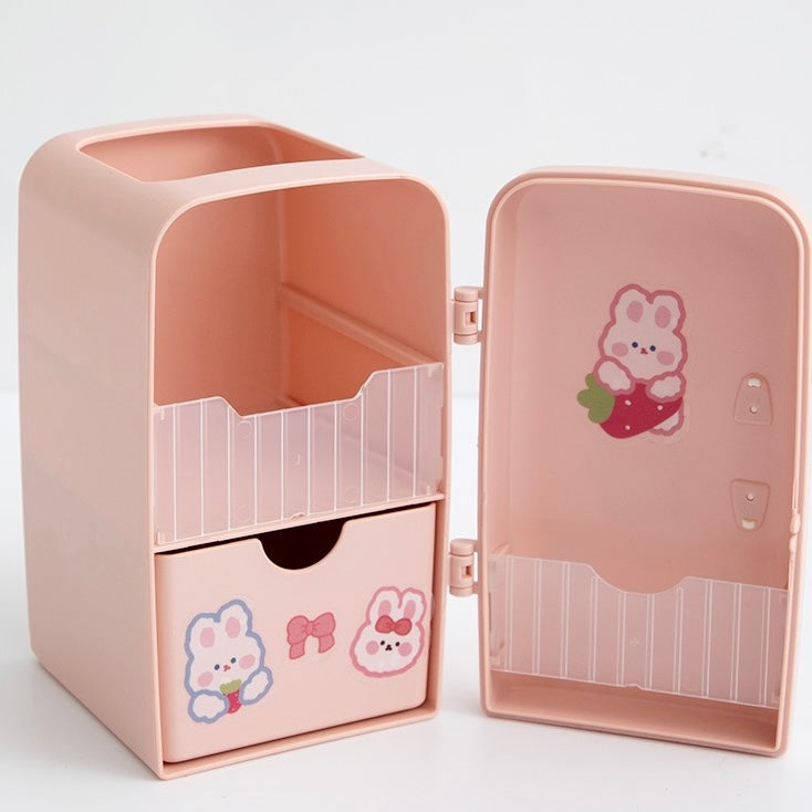 Cute Kawaii Mini Fridge Style Stationery & Pen Storage Holder - Peachymart