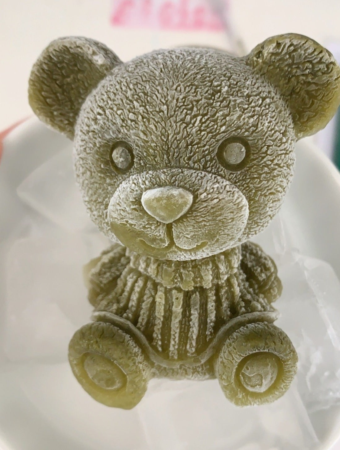 1pc Green Color Cute Bear Ice Cube Mold Silicone 3D Fun Shape Ice